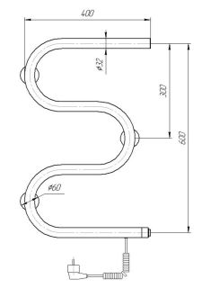 Полотенцесушитель электрический Domoterm DMT 107-32 60x40 EK R хром